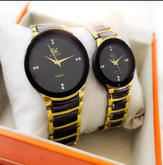 Stylish Unisex Analogue Couple Watches - 2 Pcs Set